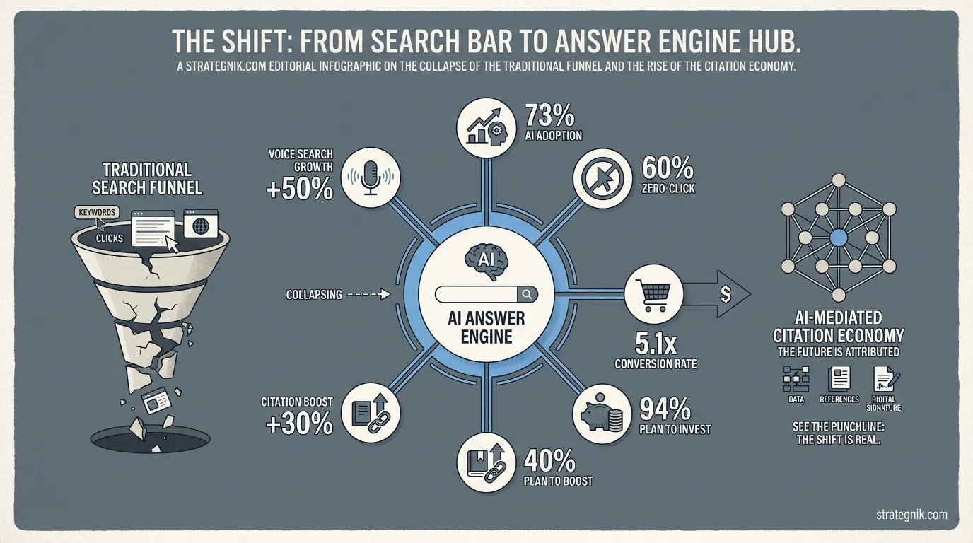 AEO Statistics for B2B SaaS (2026): 40+ Data Points on AI Search, Citations, and Visibility — Strategnik